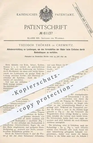 original Patent - Theodor Thörner , Chemnitz , 1891 , Abladen von Lastwagen | Verladen , Entladen | Kutsche , Kutschen !