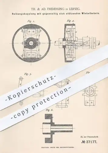 original Patent - Th. & Ad. Frederking , Leipzig , 1885 , Reibungskupplung  | Kupplung , Eisenbahnen , Eisenbahn !!!