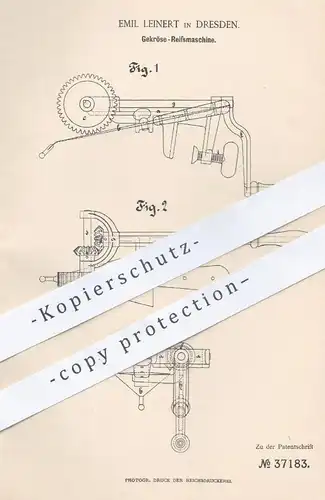 original Patent - Emil Leinert / Dresden , 1886 , Gekröse - Reissmaschine | Kalb - Fleisch | Schlachter , Fleischer !!!