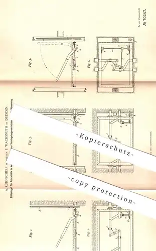 original Patent - A. Kühnscherf / F. Wachsmuth , Dresden  1893 , Stützriegel für Fahrstühle | Fahrstuhl , Aufzug , Winde