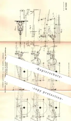 original Patent - Robert Latowski , Paul Hoppe , Breslau , 1892 , Bremse für Eisenbahnen | Bufferbremse , Eisenbahn !!