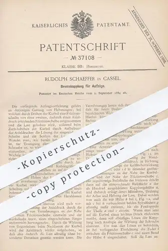 original Patent - Rudolph Schaeffer , Kassel , 1884 , Bremskupplung für Aufzüge | Aufzug , Hebezeug , Fahrstuhl Kupplung
