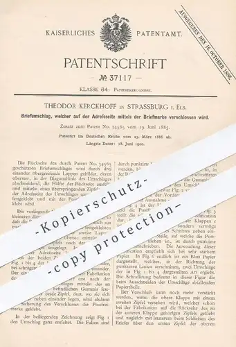 original Patent - Theodor Kerckhoff , Strassburg , Elsass , 1886 , Briefumschlag , Kuvert , Brief , Briefmarke , Post !