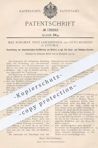 original Patent - Max Schubert , Fritz Langheinrich , Otto Rechnitz , Cottbus  1901 , laufende Bilder f. Reklame Werbung