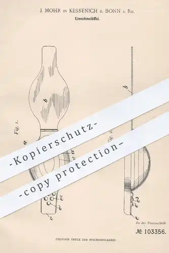 original Patent - J. Mohr , Kessenich / Bonn 1898 , Einnehmelöffel | Löffel für Arznei , Medizin , Tabletten | Apotheker