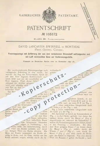 original Patent - David Lancaster Dwinnell , Montreal , Quebec Kanada , 1897 , Feuerungsanlage | Heizung , Ofen , Gase