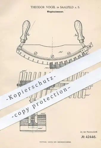 original Patent - Theodor Vogel , Saalfeld , 1887 , Wiegehackmesser | Wiegemesser | Messer , Schlachter , Fleischer !!