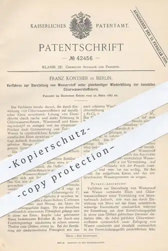 original Patent - Franz Konther , Berlin , 1887 , Darstellung von Wasserstoff mittels Chlorwasserstoffsäure | Chemie !!