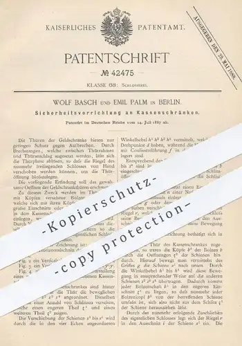 original Patent - Wolf Basch , Emil Palm , Berlin , 1887 , Sicherheit an Geldschrank | Tresor , Safe , Kassen - Schrank