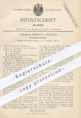 original Patent - J. Heinrich Köbrich , Elberfeld , 1887 , Gehrungsstechlade | Holz Gehrung Säge | Tischler , Zimmermann