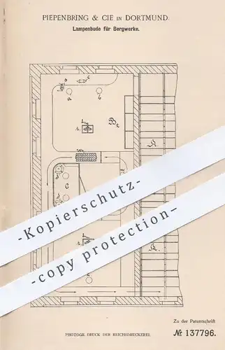 oroginal Patent - Piepenbring & Cie , Dortmund , 1902 , Lampenbude für Bergwerk | Lampe , Lampen , Licht , Beleuchtung