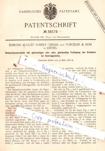 original Patent - E. A. R. Geisler und Voeckler & Roh in Leipzig , 1886 , Hand- und Reisegeräthe !!!