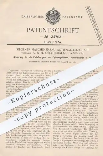 original Patent - Maschinenbau AG , A. & H. Oechelhäuser , Siegen 1901 , Steuerung für Zylindergebläse , Kompressor