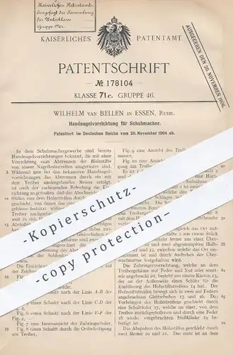 original Patent - Wilhelm van Bellen , Essen / Ruhr , 1904 , Handnagelvorrichtung für Schuhmacher | Schuster , Schuhe !