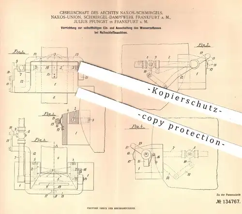 original Patent - Ges. Aechten Naxos Schmirgels / Union , Schmirgel Dampfwerk , J. Pfungst , Frankfurt , Schleifmaschine