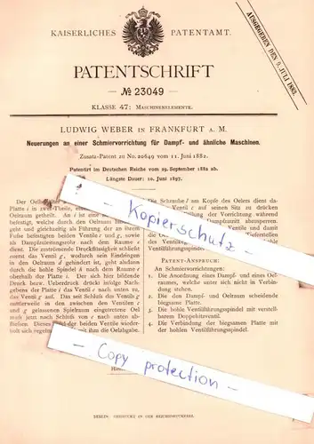 original Patent - Ludwig Weber in Frankfurt a. M. , 18802 , Maschinenelemente !!!