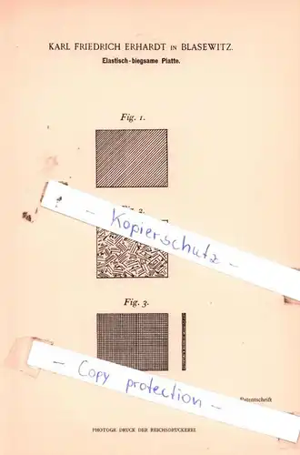 original Patent - Karl Friedrich Erhardt in Blasewitz , 1898 , Elastisch-biegsame Platte !!!