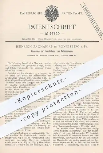 original Patent - Heinrich Zacharias , Königsberg / Preußen , 1888 , Herstellung von Fassspunden | Fass , Fässer , Holz