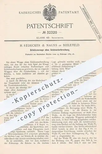 original Patent - H. Redecker & Nauss , Bielefeld , 1884 , Brückenwaage ohne Gleisunterbrechung | Waage , Eisenbahn !!