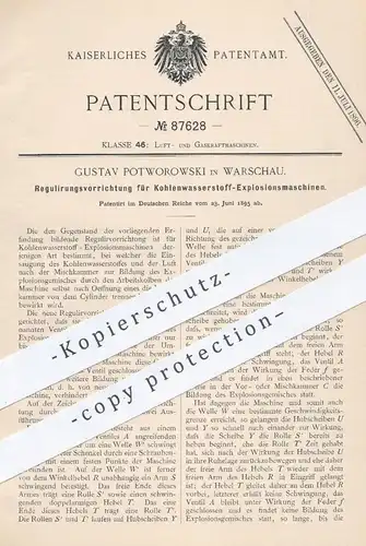 original Patent - Gustav Potworowski , Warschau , 1895 , Regulierung für Kohlenwasserstoff - Explosionsmaschinen