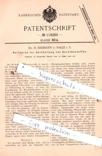 original Patent - Dr. H. Erdmann in Halle a. S. , 1900 , Verfahren zur Vertheilung von Geruchsstoffen !!!