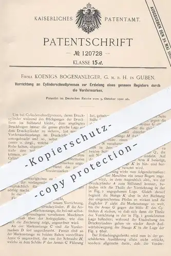 original Patent - Koenigs Bogenanleger GmbH , Guben , 1900 , Zylinderschnellpresse | Druckpresse , Druck , Presse !!!