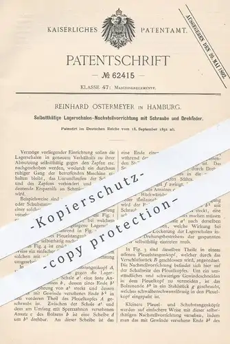 original Patent - Reinhard Ostermeyer , Hamburg , 1891 , Nachstellen der Lagerschalen an Maschinen | Pleuelstangen !!