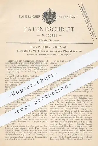original Patent - P. Cohn , Breslau , 1898 , Bewegliche Verbindung zwischen Flachkörpern | Puppe , Puppen , Sport !!