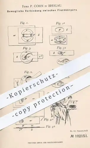 original Patent - P. Cohn , Breslau , 1898 , Bewegliche Verbindung zwischen Flachkörpern | Puppe , Puppen , Sport !!