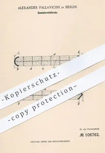 original Patent - Alexander Pallavicini , Berlin , 1899 , Sammlerelektrode | Elektrode , Elektrik , Strom , Löthen !!