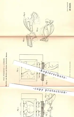 original Patent - Paul Pfleiderer , London , 1895 , Mischen und Kneten plastischer Massen | Teig , Bäcker , Bäckerei !!!