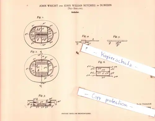 original Patent - John Wright und John William Mitchell in Dunedin , Neu-Seeland , 1898 , Huthalter !!!