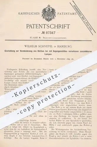 original Patent - Wilhelm Schnepel , Hamburg , 1895 , mit Gegengewicht ausziehbare Lampe | Lampen , Licht , Gaslampe !!