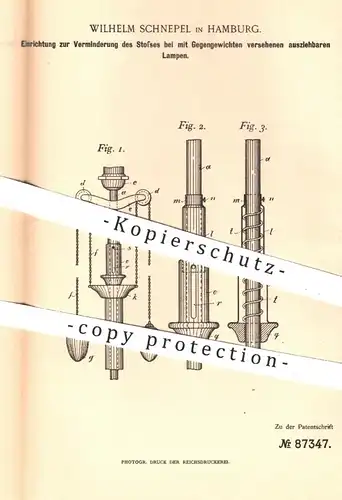 original Patent - Wilhelm Schnepel , Hamburg , 1895 , mit Gegengewicht ausziehbare Lampe | Lampen , Licht , Gaslampe !!