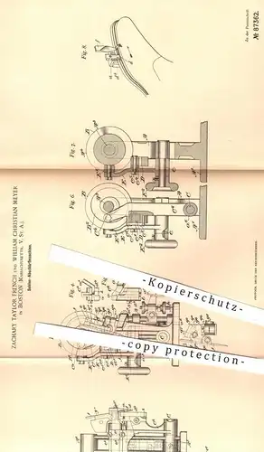 original Patent - Zachary Taylor , William Ch. Meyer , Boston , USA 1895 , Sohlen - Abschärfmaschine | Schuhe , Schuster