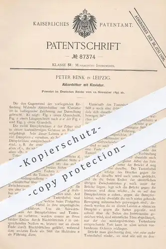 original Patent - Peter Renk , Leipzig , 1895 , Akkordzitter mit Klaviatur | Zitter , Klavier , Musikinstrument , Musik