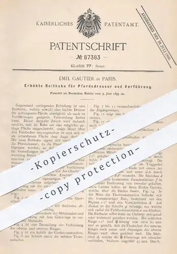 original Patent - Emil Gautier , Paris , 1895 , Erhöhte Reitbahn für Pferde - Dressur | Reiten , Pferd , Pferdesport !!!