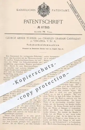 original Patent - George Abner Turner , Charles Graham Cannaday , Virginia , USA , 1895 , Tabak - Schneidemaschine !!!