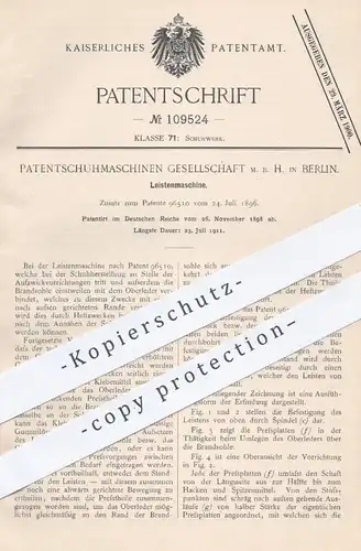 original Patent - Patentschuhmaschinen GmbH , Berlin , 1898 , Leistenmaschine | Schuh , Schuhe , Schuhwerk , Schuster !!