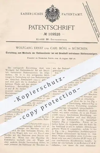 original Patent - Wolfgang Ernst , Carl Mösl , München , 1898 , Stationsanzeiger für Eisenbahnen | Eisenbahn , Station !