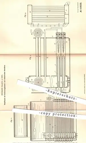 original Patent - Richard Haack , Kiel , 1899 , Dampfkessel mit Verbrennungskammer und rückkehrenden Heizröhren | Kessel