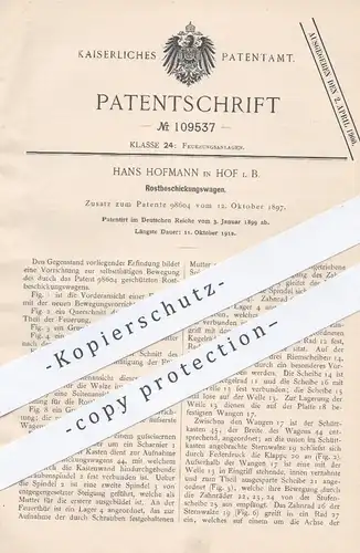 original Patent - Hans Hofmann , Hof , 1899 , Rostbeschickungswagen | Rostbeschickung | Ofen , Heizung , Rost , Feuerung