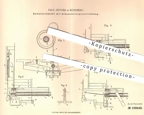 original Patent - Paul Zeitner , Nürnberg , 1898 , Selbstverkäufer | Automat für Waren | Verkaufsautomat , Uhrwerk !!