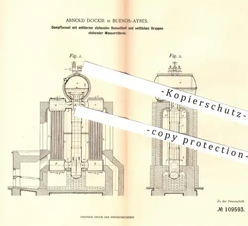 original Patent - Arnold Dockir , Buenos Aires , Argentinien , 1899 , Dampfkessel | Dampfmaschine , Dampf , Kessel !!