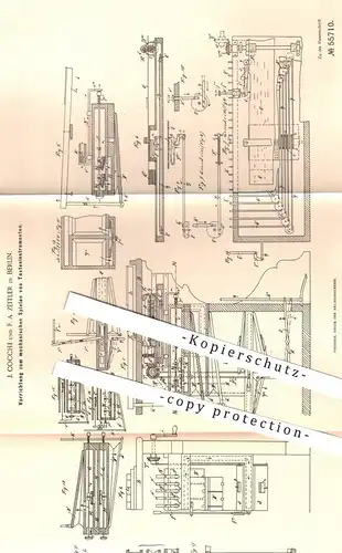 original Patent - J. Cocchi u. F. A. Zeitler , Berlin , 1890 , mechanisches Spielen von Klavier , Piano , Flügel | Musik