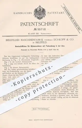 original Patent - Maschinenfabrik vorm. Dürkopp & Co. , Bielefeld , 1890 , Rundschiffchen für Nähmaschinen | Nähmaschine