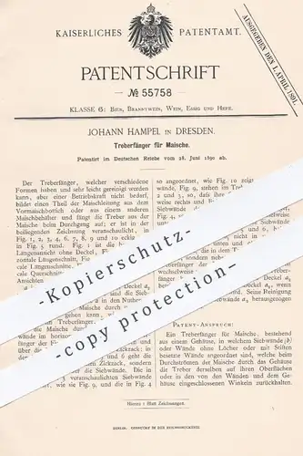 original Patent - Johann Hampel , Dresden , 1890 , Treberfänger für Maische | Bier brauen , Brauerei , Hefe , Wein !!!