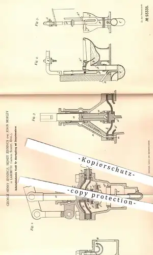 original Patent - George H. u. Sidney Jennings , John Morley , Lambeth , Surrey England , 1896 , Ventil für WC - Spülung
