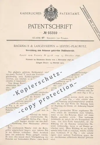 original Patent - Backhaus & Langensiepen , Leipzig / Plagwitz , 1896 , Anlassretorten für gekörntes Stahlmaterial !!