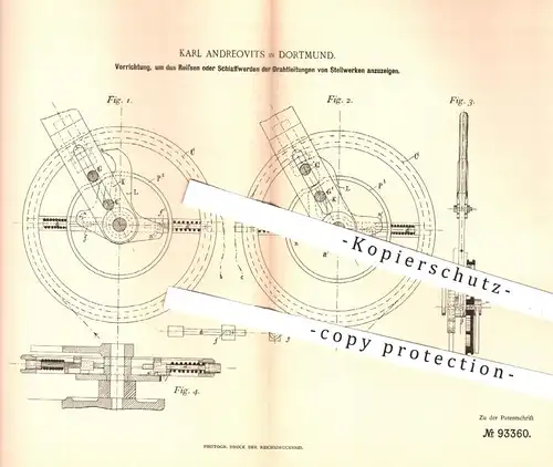 original Patent - Karl Andreovits , Dortmund , 1896 , Drahtleitungen am Stellwerk | Eisenbahn , Weiche , Eisenbahnen !!